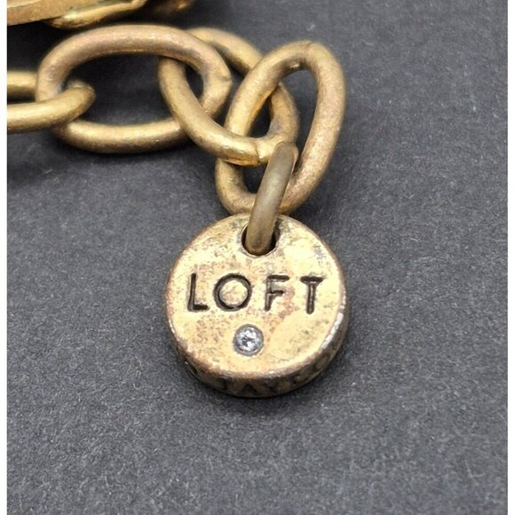 Loft Chunky 3-D Multicolor Statement Necklace Faceted Stones Gold Tone 20.5" - Picture 6 of 7